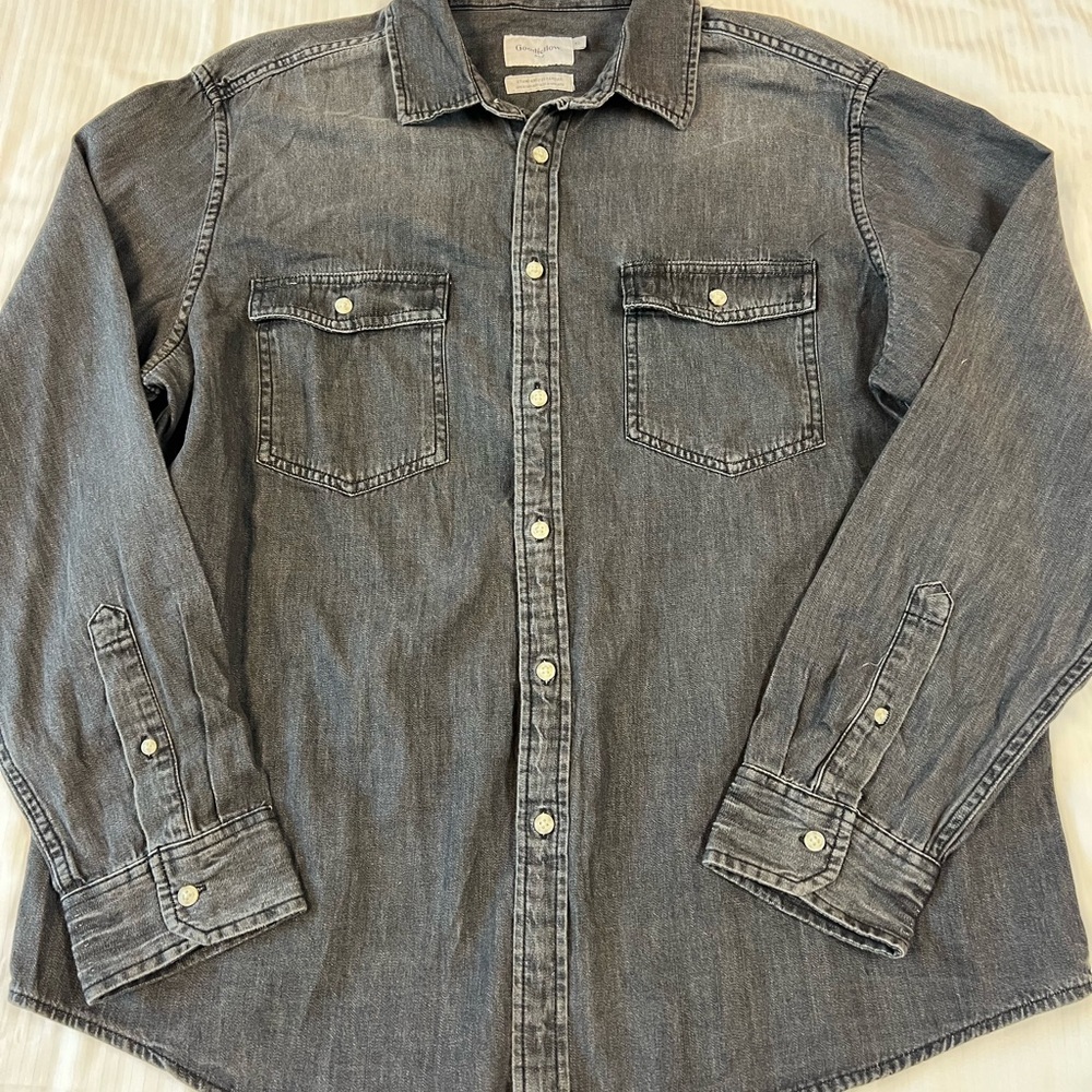Goodfellow Gray Denim Button-Up Shirt Size XL